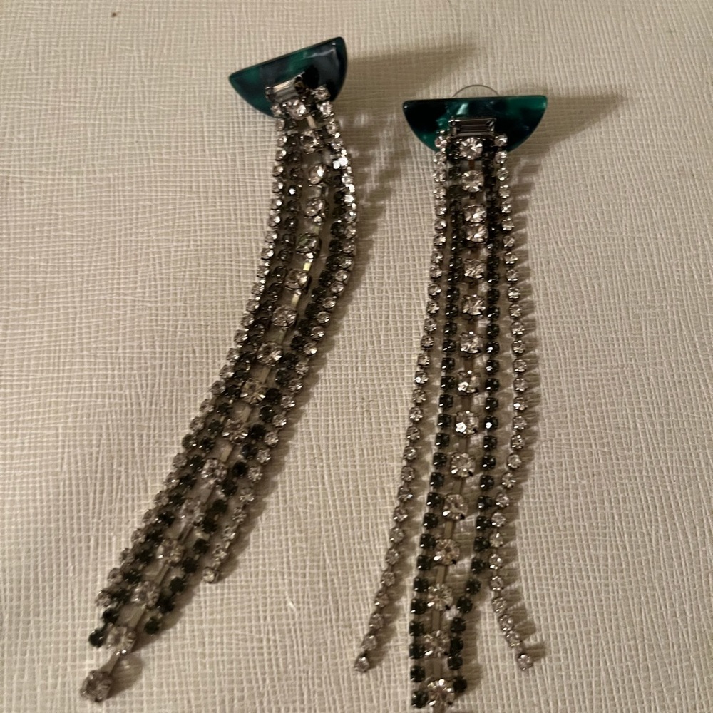 Anthropologie Long rhinestone earrings
